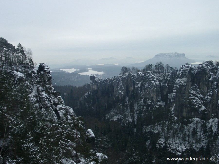 Wehlgrundaussicht, Mnch, Felsenburg Neurathen, Lilienstein