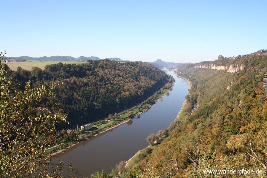 Lasensteine, Papststein, Kleinhennersdorfer Stein, Festung Knigstein, Lilienstein, Schrammsteine, Elbe