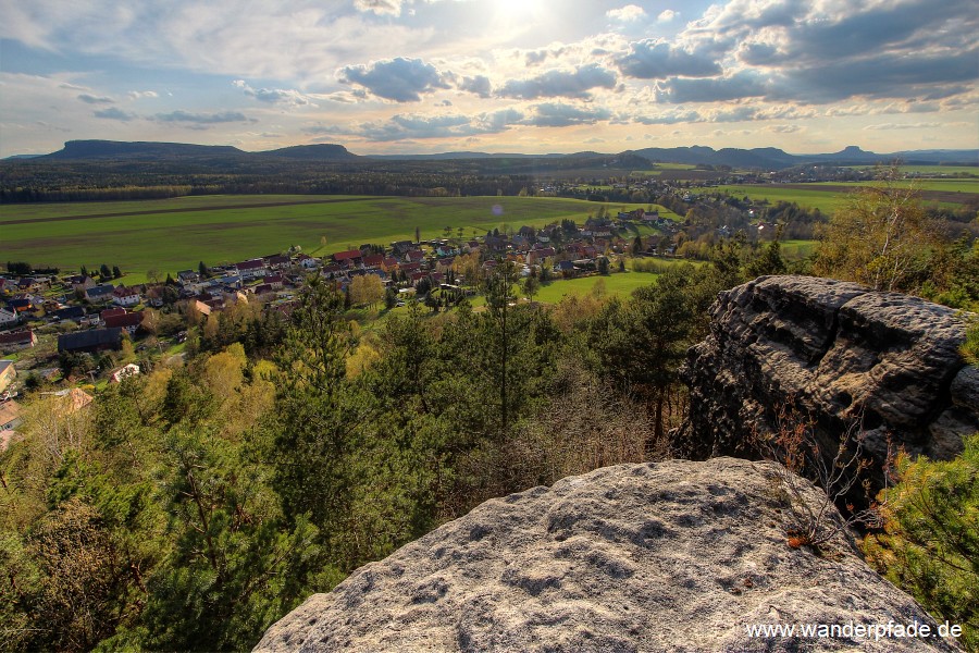 Zschirnsteine, Lasensteine, Kohlbornstein, Lilienstein, Reinhardtsdorf-Schna